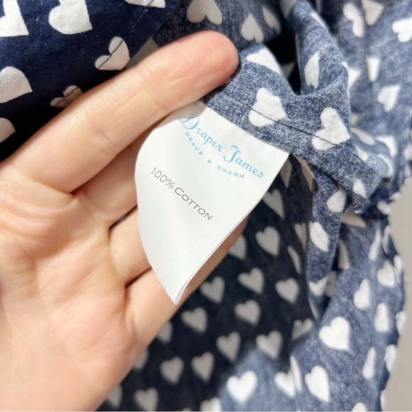 Draper James Blue White Hearts Cloister Blouse Size 8 Flutter Sleeves - Picture 11 of 16